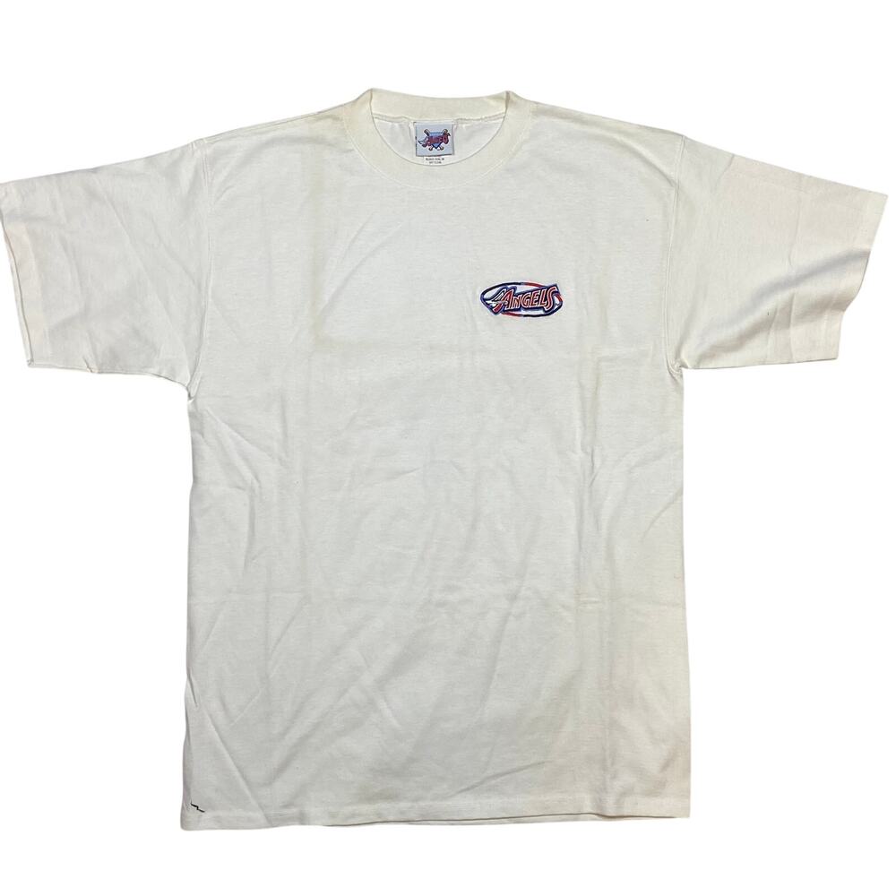 Vintage Anaheim Angels White Tee Shirt Mens Medium Embroidered Logo